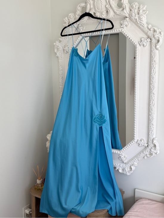 La SENZA Other - Vintage Y2k La Senza Blue Slip Nightgown with Floral Appliqué